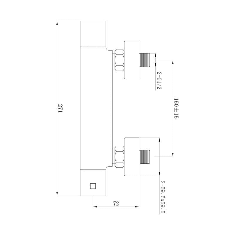 Thermostatisch douchemengkraan vierkant | Chroom - WDtegels