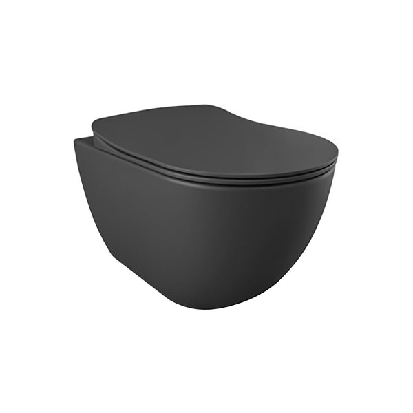Creavit Design Hangend Toilet - 35.3x51cm - Spoelrandloos - Mat Antraciet