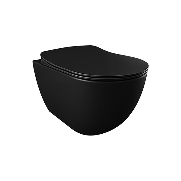 Creavit Design Hangend Toilet - 35.3x51cm - Spoelrandloos - Mat Zwart