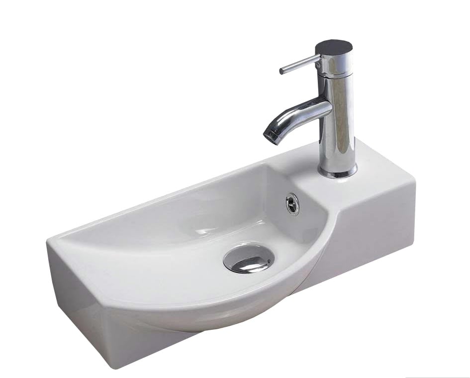 Fonteinset keramisch met kraan en Afvoer Bee Links | 40x22x10cm | Wit