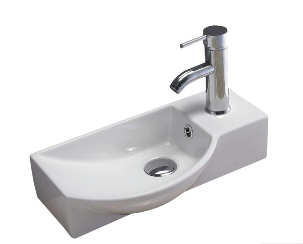 Fonteinset keramisch met kraan en Afvoer Bee Links | 40x22x10cm | Wit