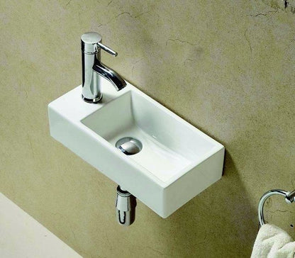 Fonteinset keramisch met kraan en afvoer Pax Links | 40.5x20x10.5cm | Wit
