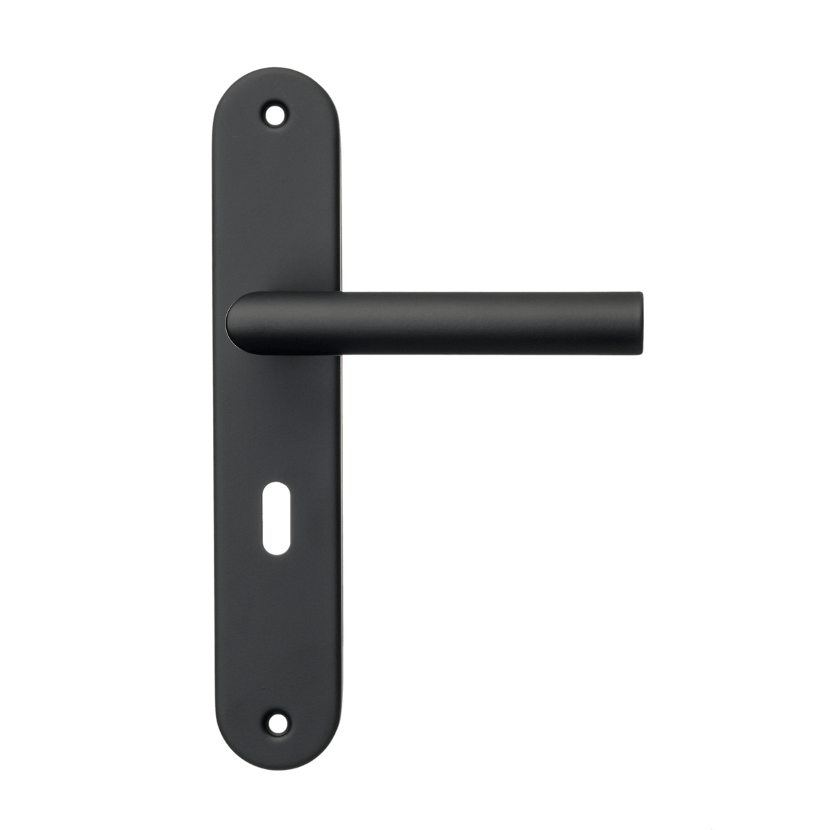 Deurklink Belluno in zwart met sleutelgat 56 mm
