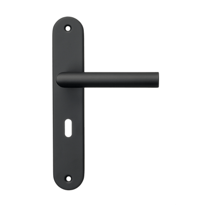 Deurklink Belluno in zwart met sleutelgat 56 mm