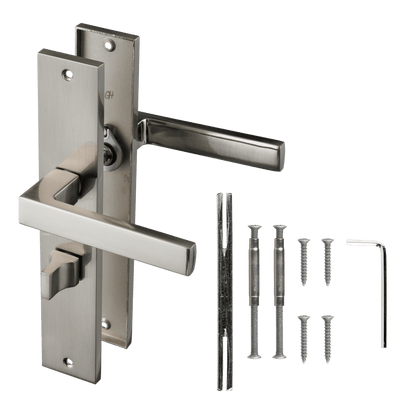 Deurklink Grado in RVS met WC-sluiting 63 mm met bevestigingsmateriaal