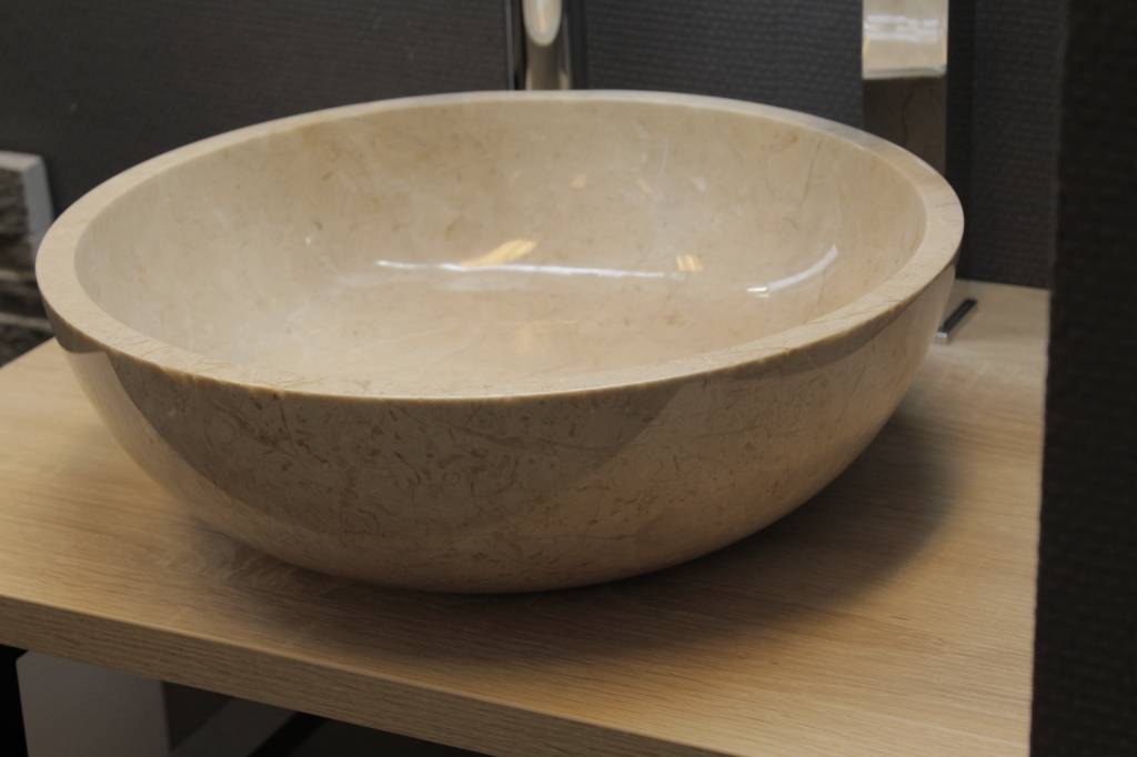 Natuurstenen waskom Beige Marmer Rond