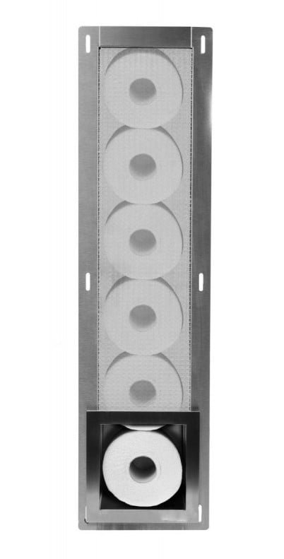 Built-in spare toilet roll holder | Stainless steel