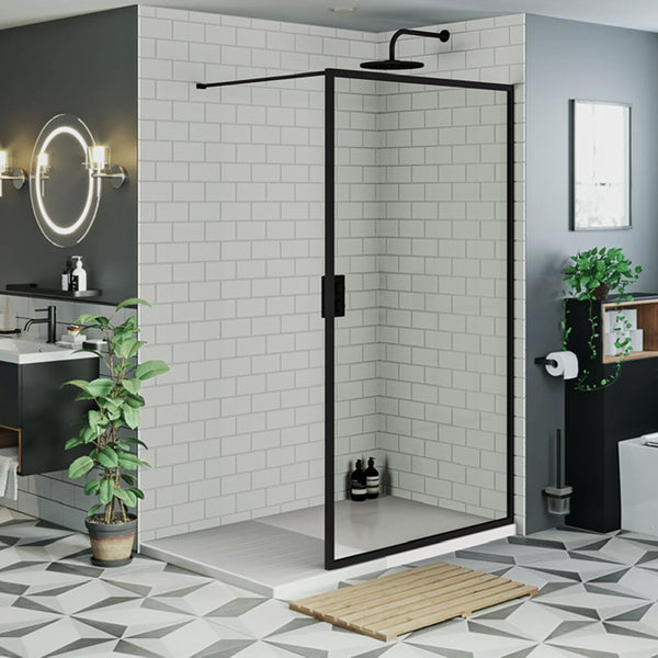 Inloopdouche Olivia 110x200cm Helder Glas Mat Zwart Raamwerk