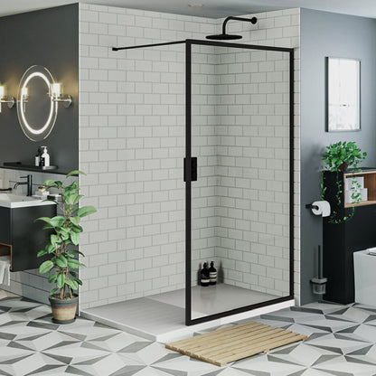 Inloopdouche Olivia 120x200cm Helder Glas Mat Zwart Raamwerk - WDtegels