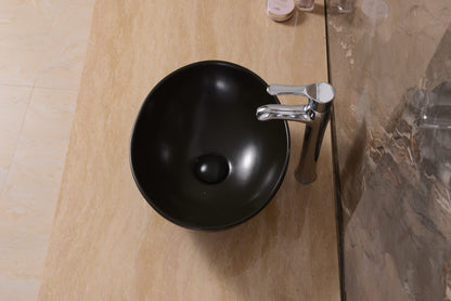 Lavabo sobre encimera ovalado Lorens 40x33x14,5cm Negro Mate