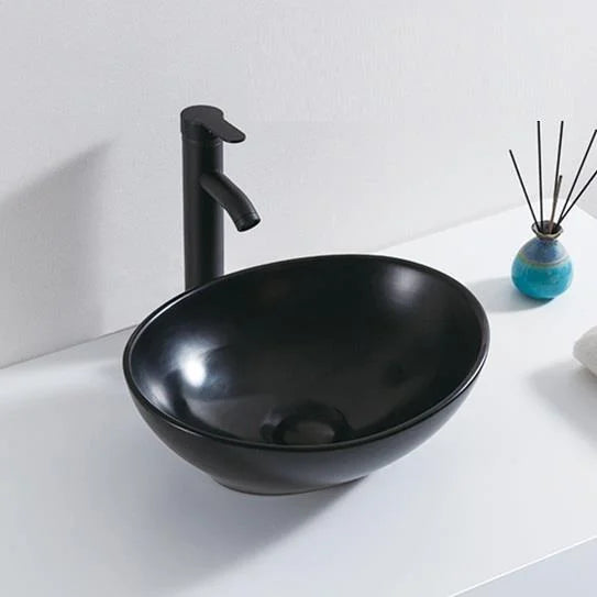 Lavabo sobre encimera ovalado Lorens 40x33x14,5cm Negro Mate