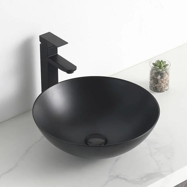 Lavabo sobre encimera Lorens redondo 40x40x13,5cm negro mate