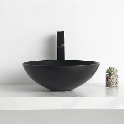 Lavabo sobre encimera Lorens redondo 40x40x13,5cm negro mate