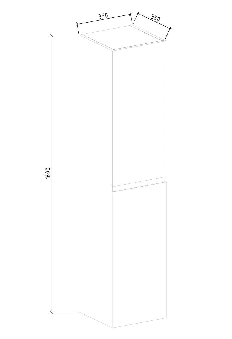 Kolomkast Tieme mat zwart 160x35x35cm