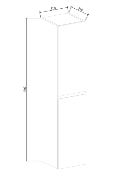 Kolomkast Tieme mat zwart 160x35x35cm