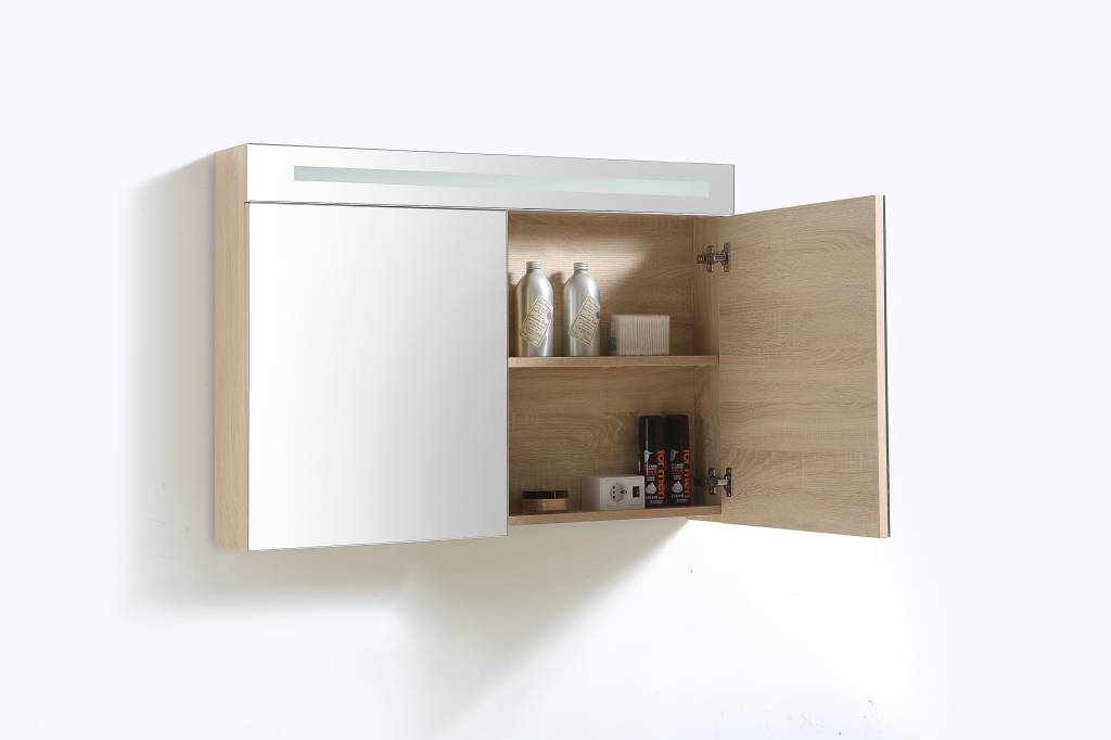Spiegelkast 120 met LED verlichting Light Wood