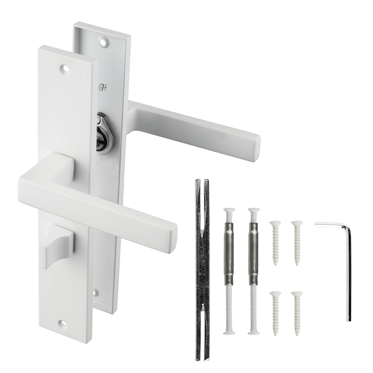 Deurklink Lorto in wit met WC-sluiting 63 mm met bevestigingsmateriaal