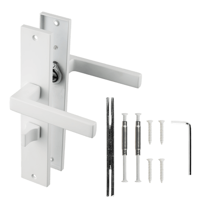 Deurklink Lorto in wit met WC-sluiting 63 mm met bevestigingsmateriaal