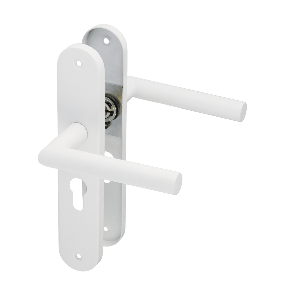 Deurklink Lucano in wit met cilindergat 55 mm