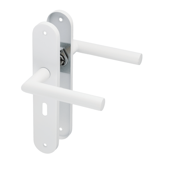 Lucano - Witte Deurklink Sleutelgat Rond Lang Schild - SL 56mm