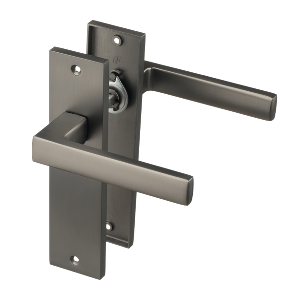 Novara - Gun Metal Deurbeslag - Recht Kort Schild