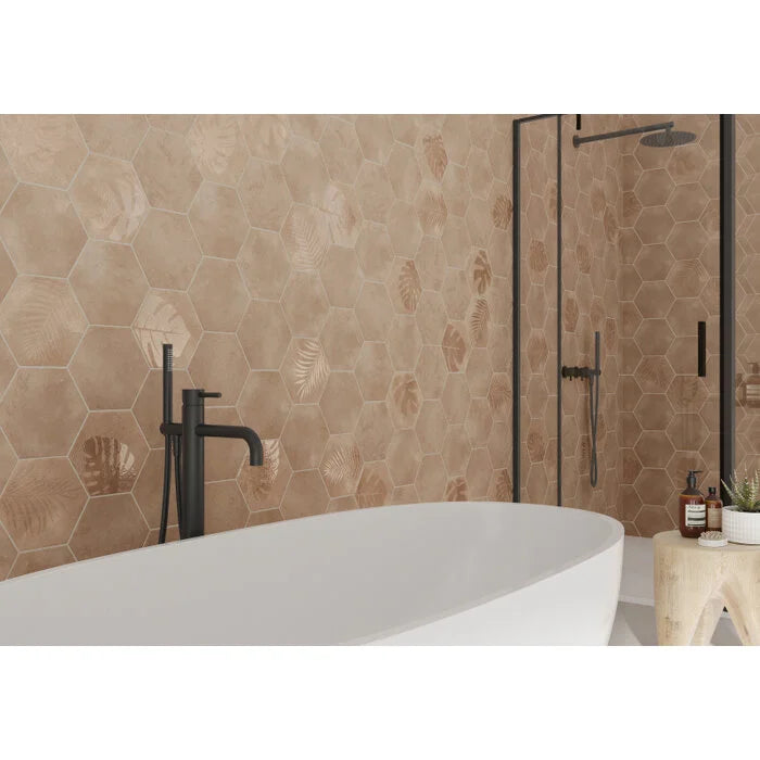 Beton Cire Bercy Terra hexagon decor 20x24 - WDtegels