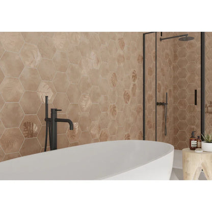 Beton Cire Bercy Terra hexagon decor 20x24 - WDtegels