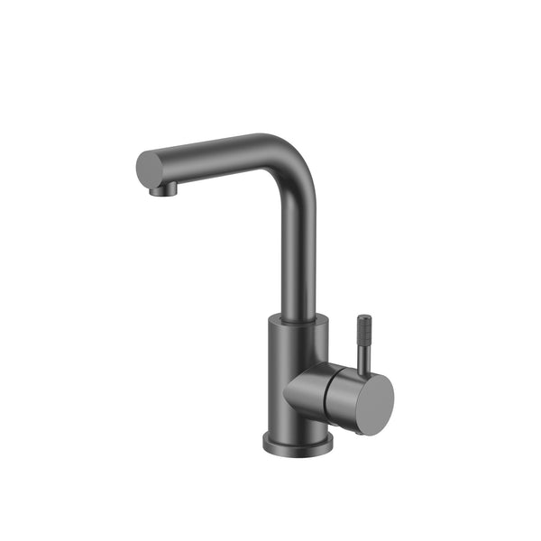 Grifo mezclador de cocina de lavabo Stria | Caño recto | Maneta giratoria | PVD Gunmetal