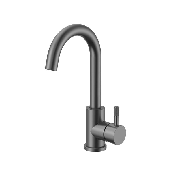 Stria Basin Mixer | Curved Spout | Swivel Lever | Gunmetal PVD
