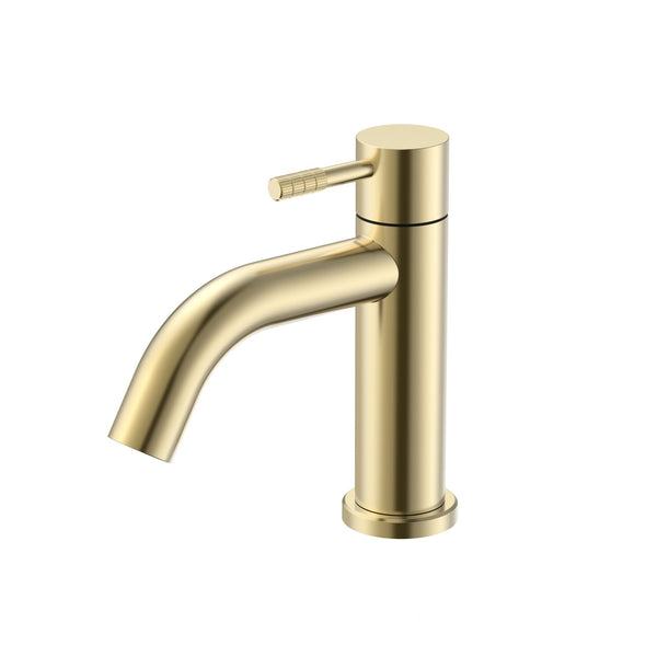 Stria Koudwaterkraan | Hendel met ribbelstructuur | Geborsteld Goud PVD
