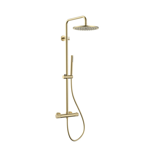 Stria Shower System Ø30cm | Thermostatic | Surface-Mounted | Brushed Gold