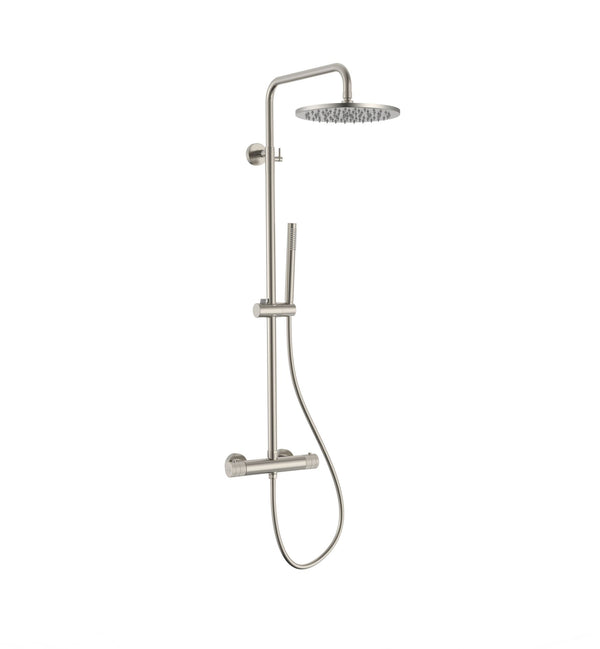 Stria Rain Shower Set Ø30cm | Thermostatic | Surface-mounted | Brushed Stainless Steel