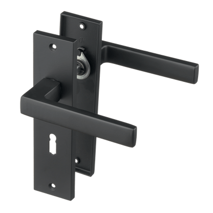 Deurklink Ravello in zwart met sleutelgat 56 mm