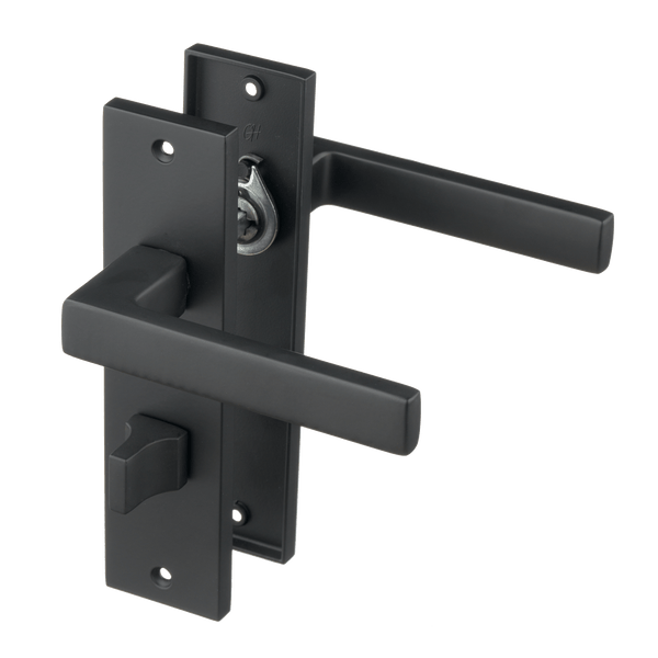 Ravello - Zwart WC Slot op Recht Kort Schild - PC 63mm