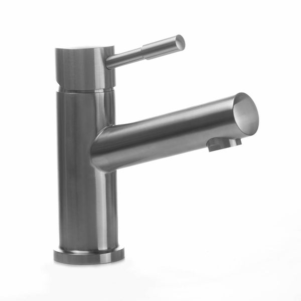 Grifo monomando para lavabo redondo de acero inoxidable 150