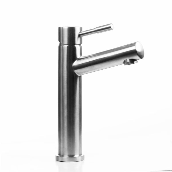 Grifo monomando para lavabo redondo de acero inoxidable 250