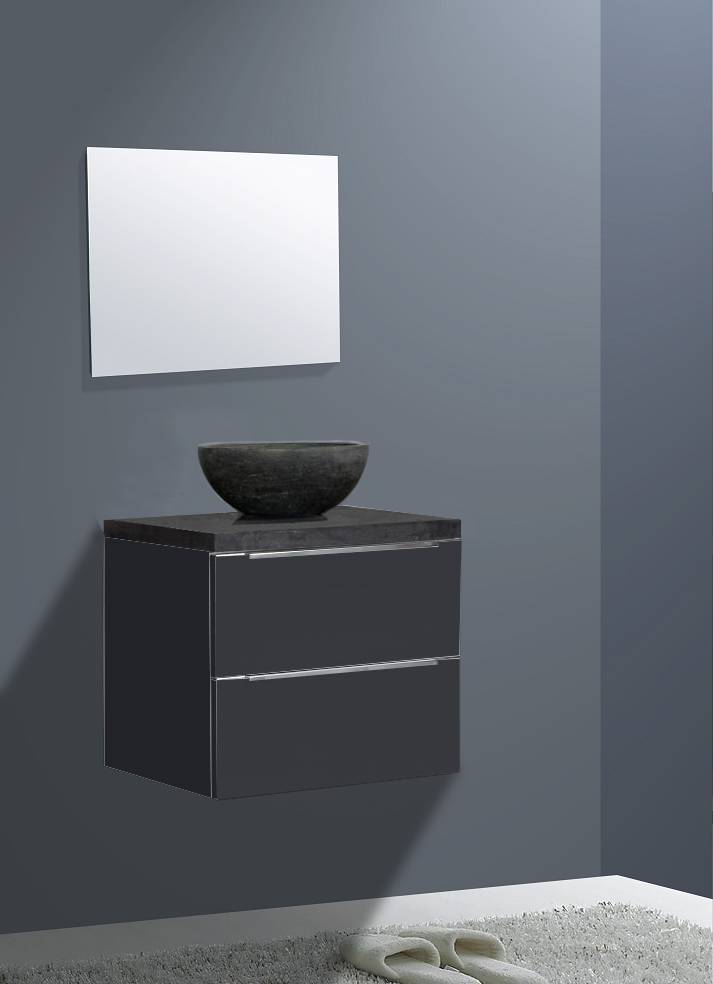 Badmeubel Senza Dynasty met ronde kom 60 Hoogglans Antraciet - WDtegels