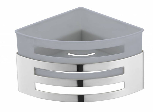 Cesta de champú de diseño modelo esquinero de acero inoxidable pulido