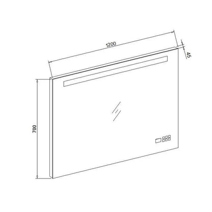 Aluminium spiegel met LED verlichting, radio en bluetooth 120 met spiegelverwarming - WDtegels