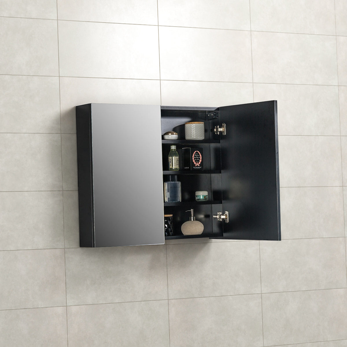 Spiegelkast Tieme mat zwart 80x70x16cm