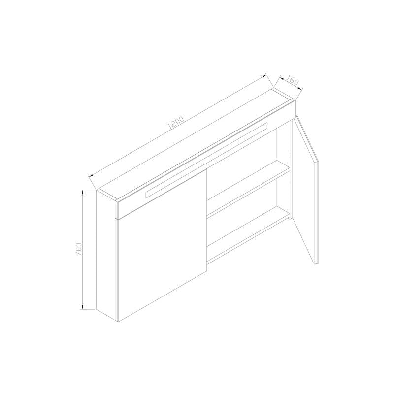 Spiegelkast 120 met LED verlichting Light Wood
