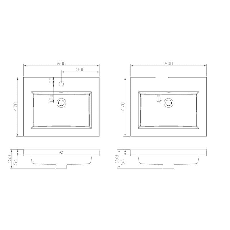 Bathroom furniture set Trendline 60 High Gloss Anthracite