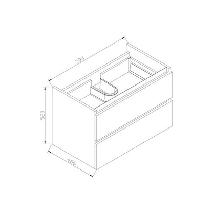 Onderkast Senza 80 Hoogglans Antraciet