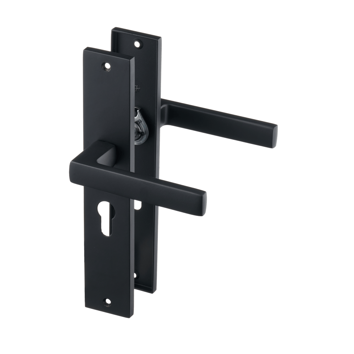 Deurklink Veneto in zwart met cilindergat 55 mm, zijaanzicht
