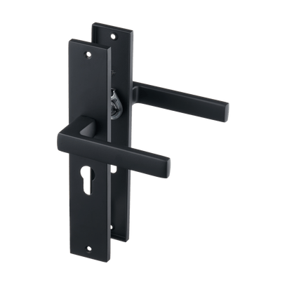 Deurklink Veneto in zwart met cilindergat 55 mm, zijaanzicht