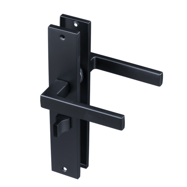 Veneto - Zwart WC-slot op Recht Lang Schild - PC 63 mm