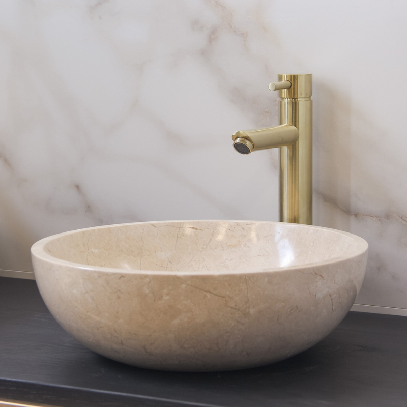 Natural stone washbasin Beige Marble Round