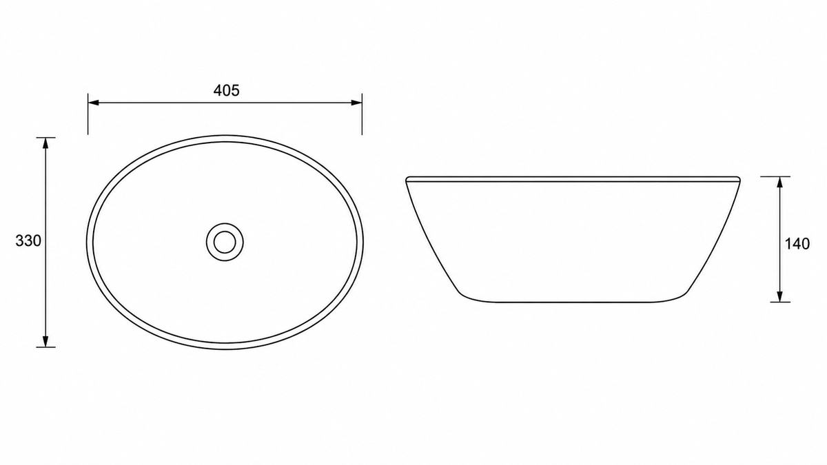 Ceramic washbasin Vienna | 50x35x14cm | Matt white