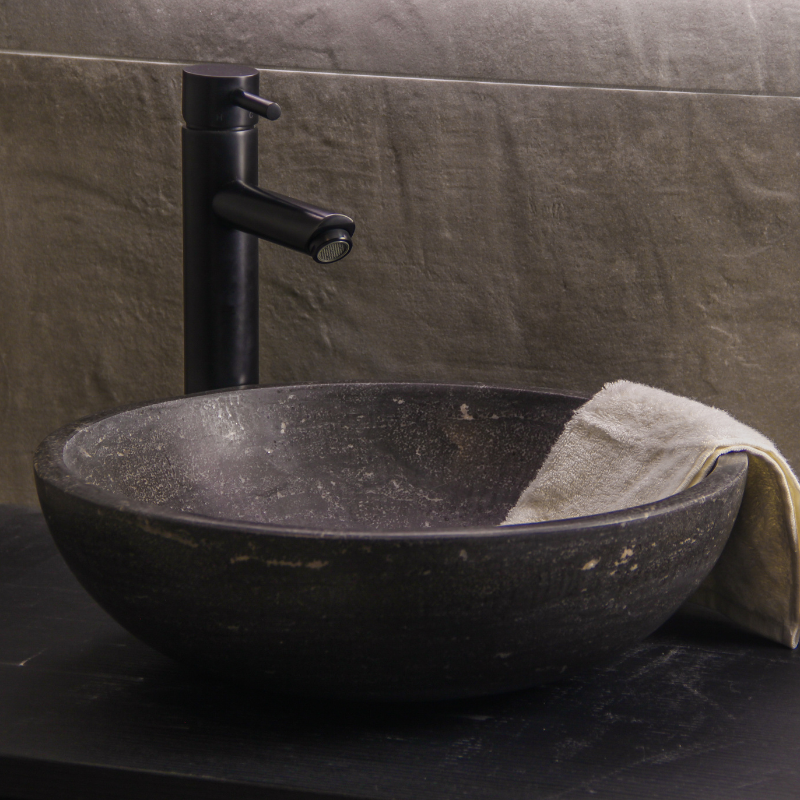 Natural stone wash basin round