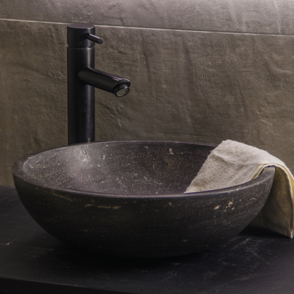 Natural stone wash basin round